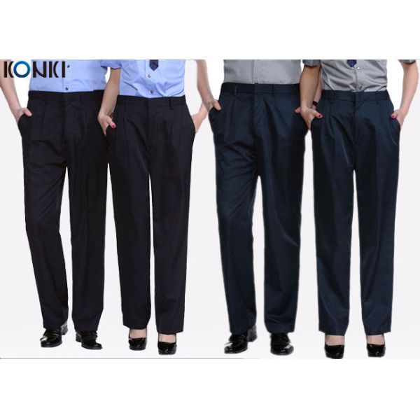 Polyester Cotton Womens / Mens Black Pants For Security Guard Clothing