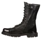 10" Side Zipper Ceremonial High Military Combat Boots Full Grain Leather