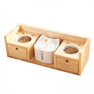 China OEM Bamboo Wooden Raised Dog Bowls Elevated For Food Water Feeding on sale