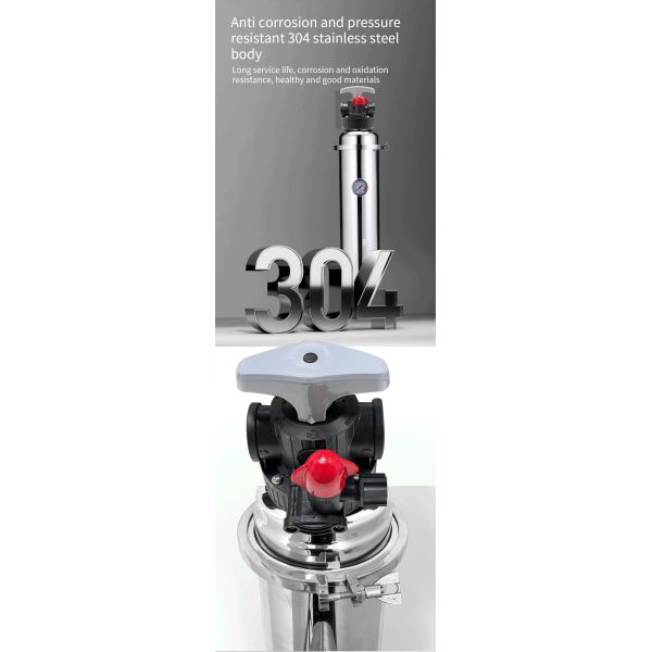 Manual Central Water Softener Resin Filter SS304 Calcium Ion Exchange 1000L/H 2000L/H 3000L/H