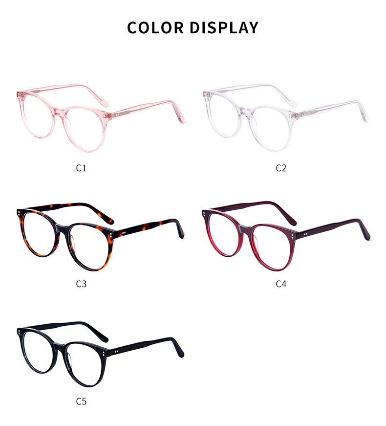 Custom Logo Acetate Round Optical Frame Glasses OEM ODM Unisex Men Women