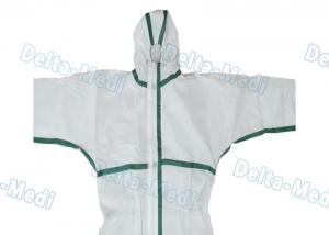 China 45GSM Disposable Work Coveralls , Elastic Cuffs Chemical Resistant Disposable Coveralls on sale