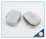 Shinny Gifts Silver Plating Diamond Design Metal Pill Box Traveling Pill Box for