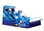 6.0m outdoor commercial grade three dolphins inflatable water slide with 0.55mm