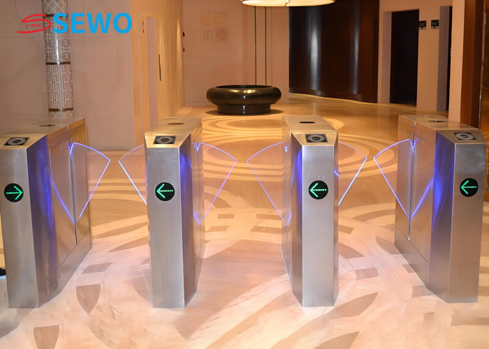 Security Bi Directional Turnstile SUS304 Flap Barrier Turnstile Gate For Hotel / Factory