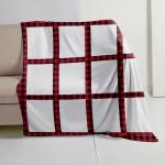 Polyester Christmas Printed Subbank Throw Blanket with Red Plaid Panel and
