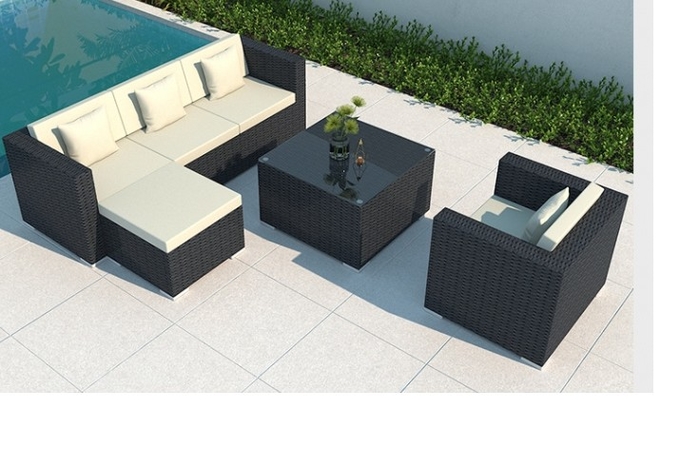 Luxury Modern Patio Garden Furniture Black Rattan Outdoor Sofa Coffee Table Set Steel Rattan Chair Outdoor Furniture