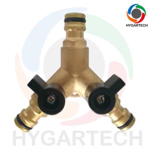 Wholesale Brass Y Type 3 Way Hose Connector With Valve Distributor Spliter from china suppliers