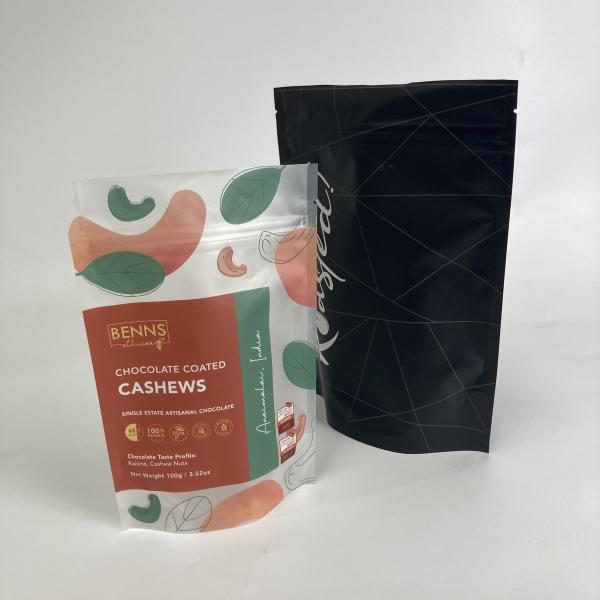 Custom Printed Plastic Matt Finish Stand Up Zipper Bags for Cashews Food Grade