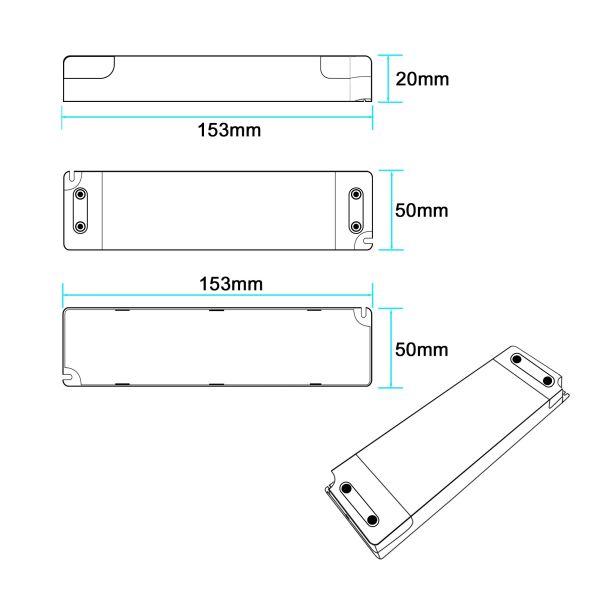 12V 20W Input 100-120V Constant Voltage IP20 LED Power Supply Driver for Indoor Strip Lighting Exceptional Efficiency