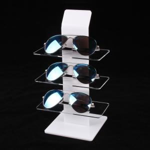 China Clear White Acrylic Eyewear Display Rack Plexiglass Sunglasses Counter Shelf Display on sale