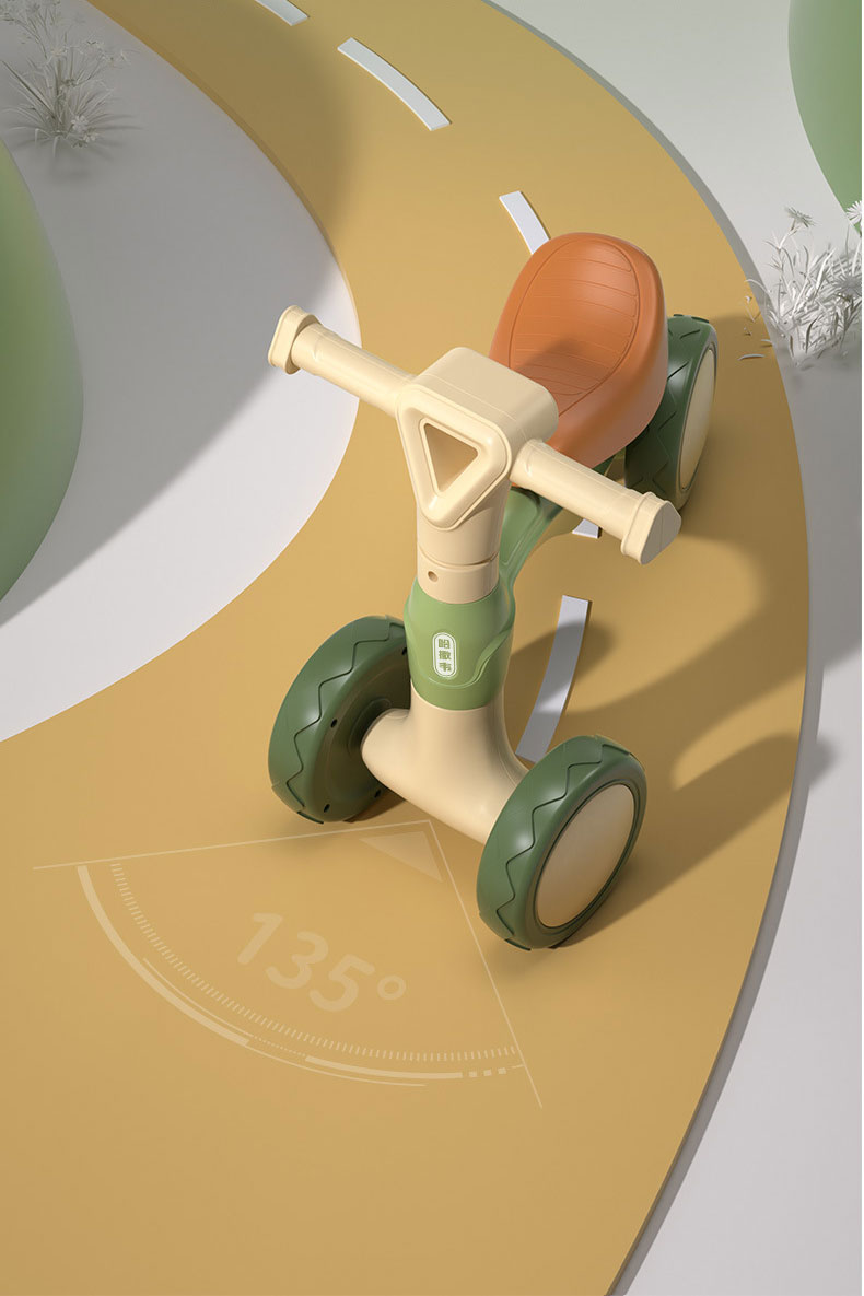 Push Bicycle Balancing Gift for Boys Girls Four Wheels Age 0-3M Handcart Learning Toy