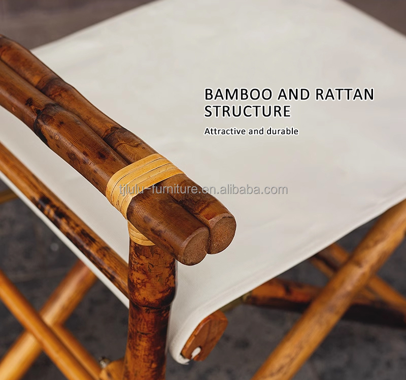 Outdoor Bamboo Wooden Director Chair Foldable Function for Beach Camping Bamboo Material Commercial Furniture