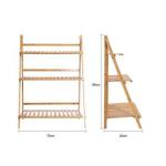 Home Folding Bamboo Plant Rack Flowers Pot Stand Shelf For Balcony