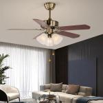 Modern European Luxury Decorative Solid Wood Blade Zipper 220V Ceiling Fan With