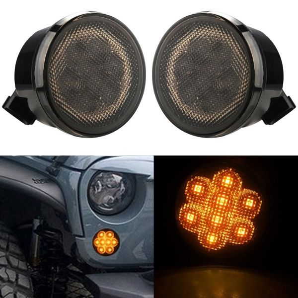 0.8W Jeep Car LED Fog Lights , Clear Lens Smoker Front Grill Turn Signal Light