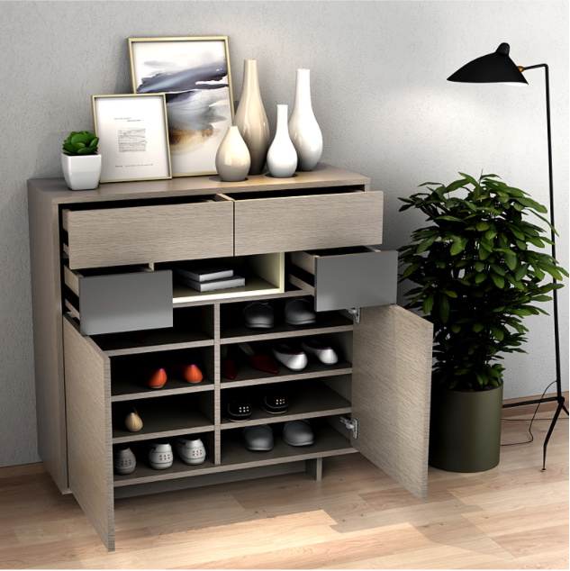 Plywood Slim Wooden Shoe Cabinet Rack Storage Modern Home Furniture 3 Tier