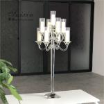 9 Branch Crystal Glass Candelabra Square Base Contemporary Crystal Candle