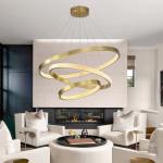 3000K Aluminum Acrylic LED Crystal Ring Chandeliers Gold Color