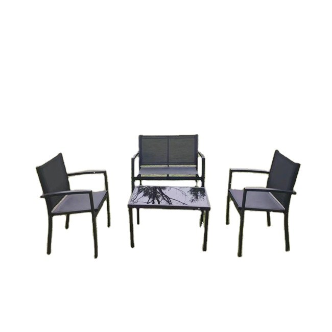 4 PCS Bistro Table And Chairs Rattan Outdoor Casual Chairs Side Table Balcony