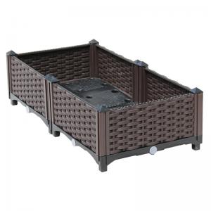 Wholesale For Sale Brown Rattan Planting Box Rectangle Garden Supplies Large Capacity Flower Pot Outdoor Plastic flower pot stand from china suppliers