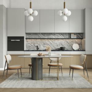Wholesale 12mm Thick Modern Marble Dining Table Ellipse Shaped Smooth edges from china suppliers