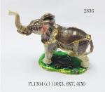 Handmade Pewter metal Trinket Box rhinestone enamel Elephant Decorative jewelry