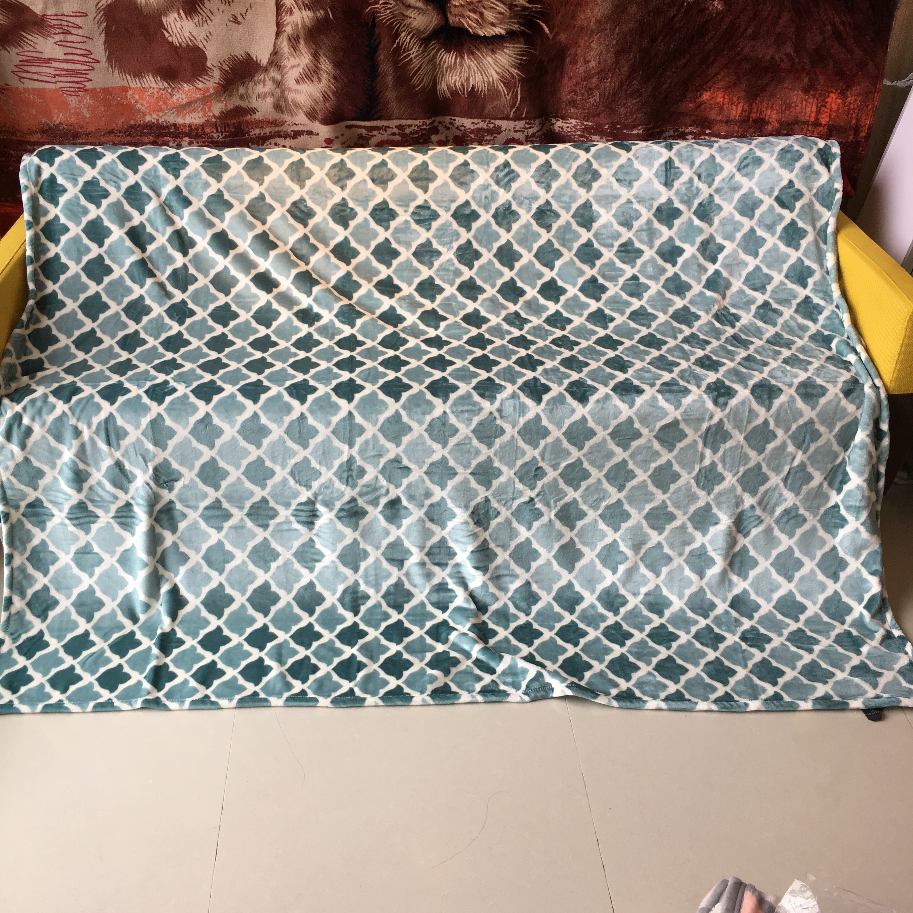 Queen Size / King Size Flannel Fleece Blanket Knitted High Density For Home Textile