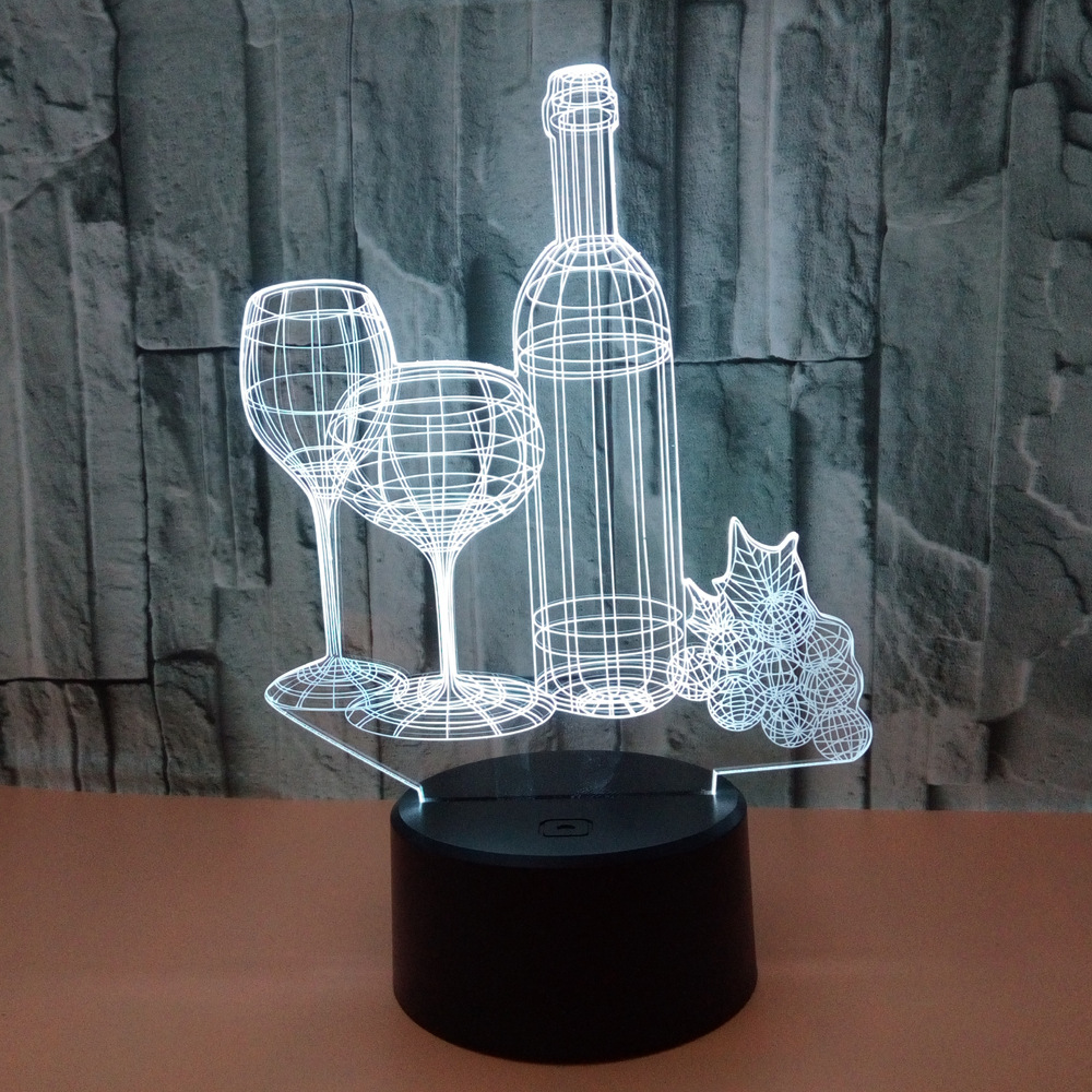 Colorful 3d table lamp 3D night light bottle touch remote control home gift 3D night light