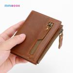 Minibook Genuine Leather Male Wallet with Anti-Theft Protection and Customizable