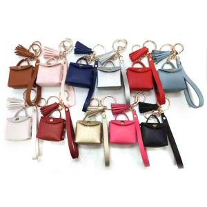 Wholesale Polyester 27g Black Leather Tassel Womens Wallet Keychain Sliver Plated from china suppliers