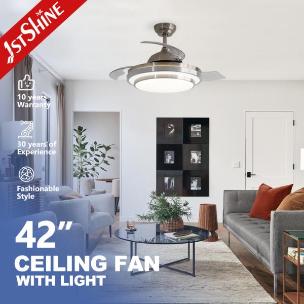 Suspender Length 6"/OEM 42 Inch Modern Retractable Led Ceiling Fan With Hidden