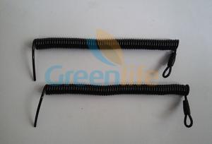 Wholesale Custom Attachments Solid Black PU Covered Extendable Plastic Spiral Safety Lanyard from china suppliers