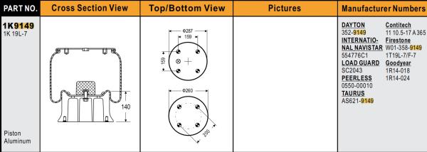 Air Bellow 1R14-018 Rubber Air Suspension / Truck Spare Parts Alloy Piston 11 10
