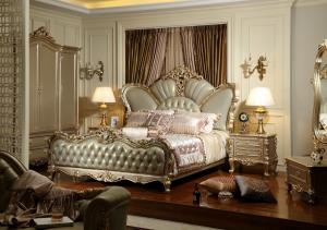 Wholesale Luxury hotel bedroom furniture Crown leather upholstered Headboard w/ Wardrobe Joyful Ever from china suppliers