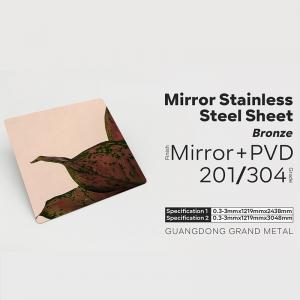 China Ss 304 Mirror Finish 4x8 Decorative Stainless Steel Sheet Thickness  0.5mm on sale
