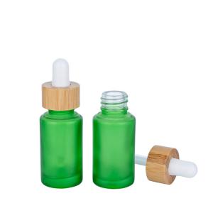 Wholesale 30ml Frosted Green Glass Dropper Bottles Essential Oil Bottle With Bamboo Dropper from china suppliers