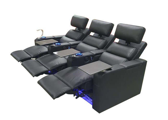 3 Seat Home Theater Recliner Sofa Lounge With Cup Holder