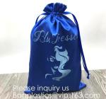 Luxury Satin Handbag Dust Cover Bag,Dark Blue Thick Matt Satin Pouch With Ribbon