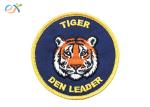 Yellow Merrow Iron On Embroidered Patches Blue Background Twill Fabric Tiger