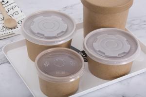Wholesale Disposable Takeaway 32oz Bamboo Paper Salad Bowls With Clear PET Lid from china suppliers