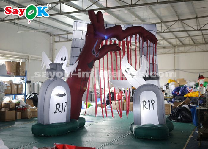 Durable 5*4m Inflatable Holiday Decorations Halloween Entrance Archway With LED Lights