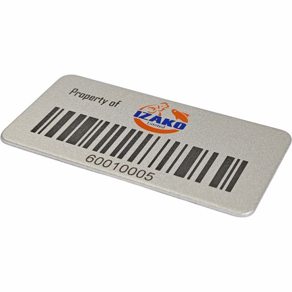 Customized Metal Bar Code Label Aluminum Laser Serial Number Asset Label For Outdoor Use