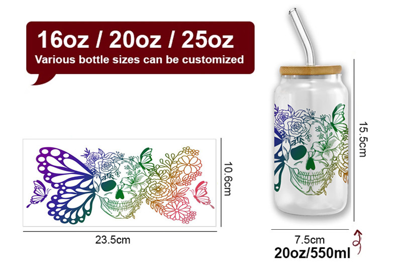 Custom UV DTF Cup Wraps Transfer Printing Crystal Transfer Sticker UV DTF Sticker Cup Wraps Transfers For 16oz