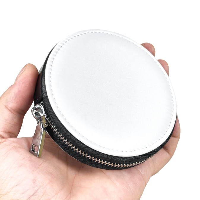 Double-Sided Sublimation Blank Leather Coin Pouch Round Mini Earphone Storage Bag Small Change Pouch