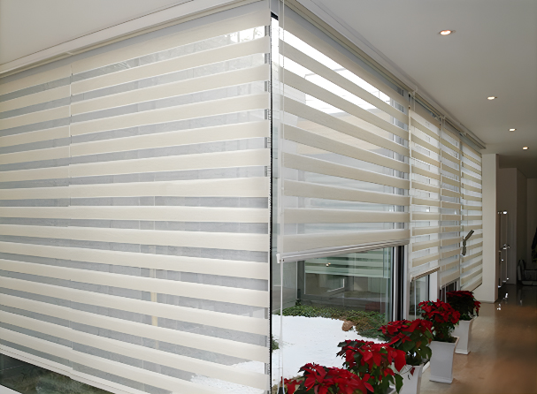 Stepless Light & Privacy Control bedroom windowsiles office double velvet zebra blinds