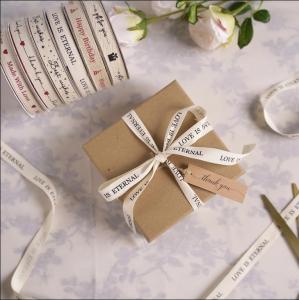 Wholesale Personalised Box Wrapping Decoration Natural Herringbone Cotton Ink Printed Ribbon for Gift &amp; Flower from china suppliers