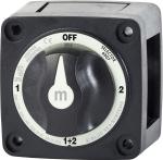 6007 Battery Switch Black Red Mini Marine rated IP66 4 Way OFF/1/2/1+2