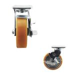 YLcaster Offers 200kg Yellow PU Wheel Aluminium Core Plate Swivel Side Brake