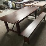 Wholesales Banquet Hotel Home Foldable Solid Pine Wood Farm Table and Bench in
